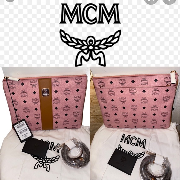 MCM soft pink visetos pouch💕optional crossbody 💕 - Picture 3 of 10